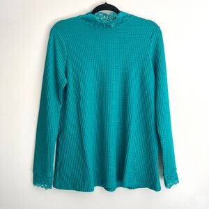 LOGO Oversized Sparkly Lori Goldstein Soft Waffle Long Knit Top Small Oversized